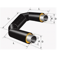 П-образный компенсатор ППУ ОЦ тип 2 Ст10 33,5х3,2х45,2х1000 мм ГОСТ 10704-91