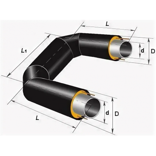 П-образный компенсатор ППУ ОЦ тип 2 Ст10 32х4х45,95х1000 мм ГОСТ 10704-91